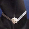 ivory organza necklace with pearl ball
