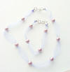 Flowergirl organza necklace and crystal pearl set with sterling silver clasps