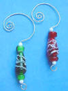 sterling silver christmas ornament hangers set of 2 red and green swirly glass