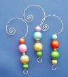set of 3 sterling silver multi-color spectra glass beads Christmas ornament hangers