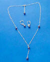 sterling silver black pearl drop necklace and leverback earrings jewelry set