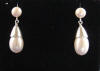 special request pearl over pearl earrings with sterling silver triangle-shaped bead caps