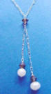 pearl and crystal double lariat drop necklace