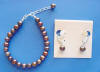brown pearl bridesmaid bracelet and earrings jewelry set