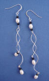 long sterling silver double spiral wedding earrings