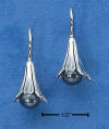 sterling silver black pearl floral bell earrings