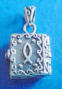 sterling silver prayer box pendant has christian fish on back