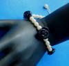 black onyx rose freshwater pearl bracelet