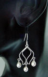 sterling silver freshwater pearl rosebud dangle earrings