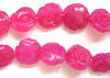 dyed jade fuchsia carved rose beads