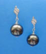 black shell pearl stud dangle earrings