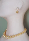 golden shell pearl graduated necklace and leverback earrings