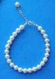 sterling silver white crystal pearl bridal bracelet