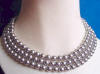 triple-strand dark gray shell pearl necklace