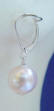 peach shell pearl sterling silver leverback earrings
