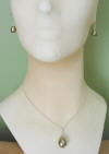 golden green teardrop shell pearl sterling silver necklace and earrings