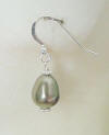 sterling silver golden green shell pearl teardrop earrings