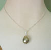 sterling silver teardrop golden green shell pearl necklace