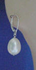 sterling silver white teardrop shell pearl leverback earrings