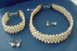 woven pearl choker bracelet and earrings