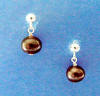 Special request earrings - sterling silver brown freshwater pearl dangle stud bridesmaid earrings