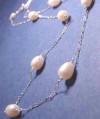 sterling silver large pearl station necklace