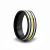 18k yellow gold center inlay stripe with sterling silver outside stripes