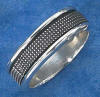 men's sterling silver textured antique dots spinner wedding band