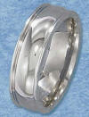stainless steel wedding band 7mm with raised grooved edges