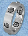 stainless steel wedding band with moveable magnetic hematite beads