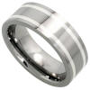tungsten carbide with sterling silver inlay wedding band
