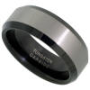 brushed finish black edge tungsten carbide wedding ring