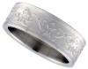 eco-friendly stainless steel 8mm wide heart flames tribal pattern wedding band ring