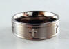 titanium wedding band with crosses going around the entire wedding ring