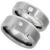 tungsten wedding ring set with single diamonds 6mm and 8mm