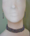 special request black pearl woven choker necklace and long earrings set