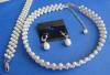 3-piece set: triple-strand woven pearl choker, matching bracelet and earrings - a beautiful bridal jewelry set