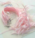 sterling silver cake charms on pink satin ribbons